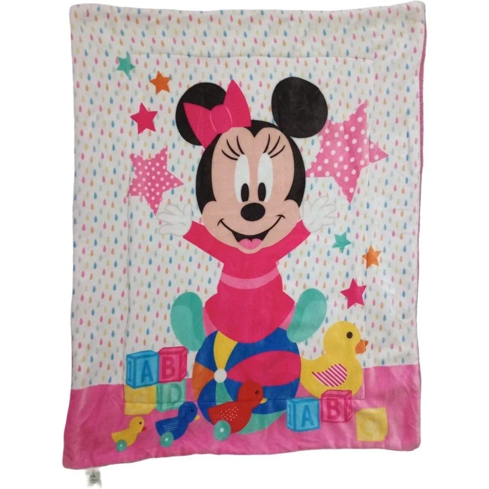 Disney‎ Baby Girl Pink Minnie Mouse Toys Plush Blanket Stars Thick Sherpa Soft